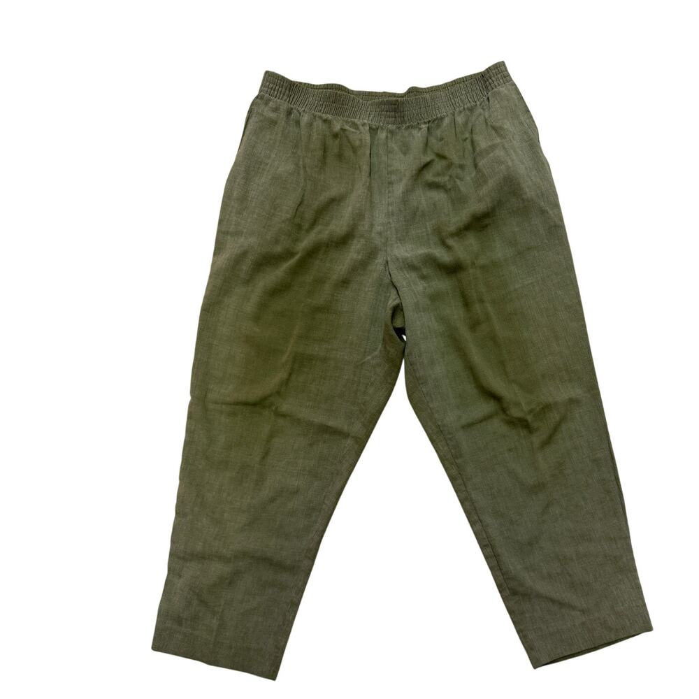 ALFRED DUNNER Women 20W Forest Green Pull On Pants elastic waist